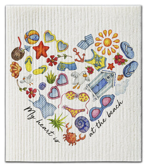 Heart My Heart Is at the Beach Dishcloth