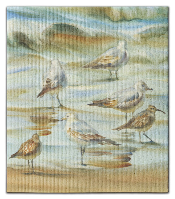 Sandpipers in Water Dishcloth