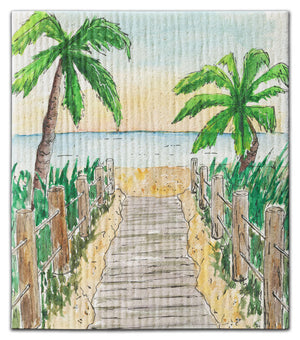 Walkway To Beach 2 Palms Dishcloth