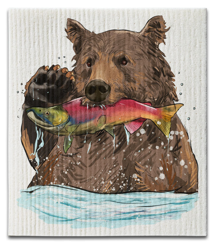 Bear with Fish Dishcloth