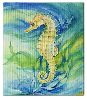 Seahorse Blue/Green Dishcloth