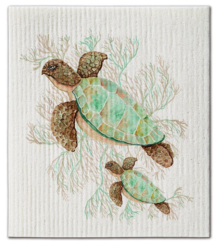 Sea Turtle with Seafan Dishcloth