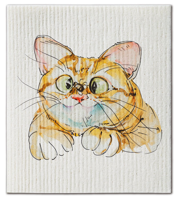 Cat with Fly Dishcloth