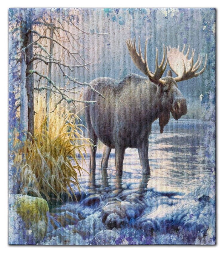 Moose in River Dishcloth
