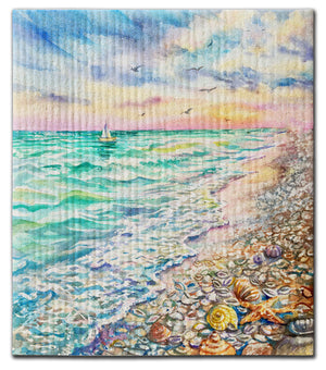 Beach with Shells  Dishcloth