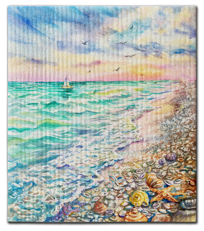 Beach with Shells  Dishcloth