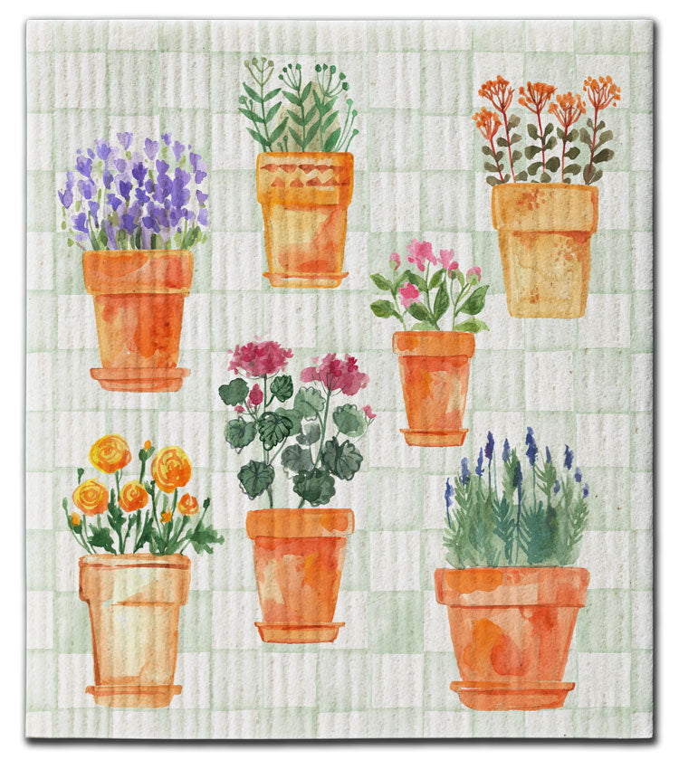 Clay Potted Plants (7) Dishcloth