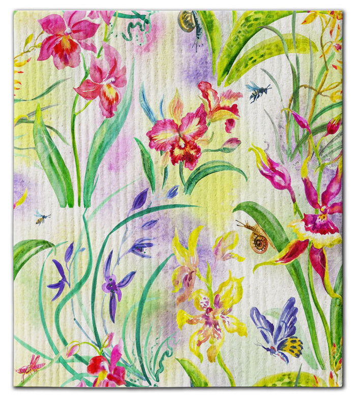 Flowers Orchids Dishcloth
