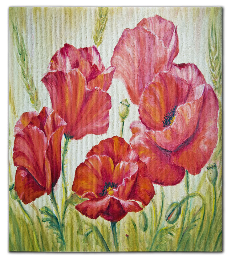 Poppies Red In Field Dishcloth