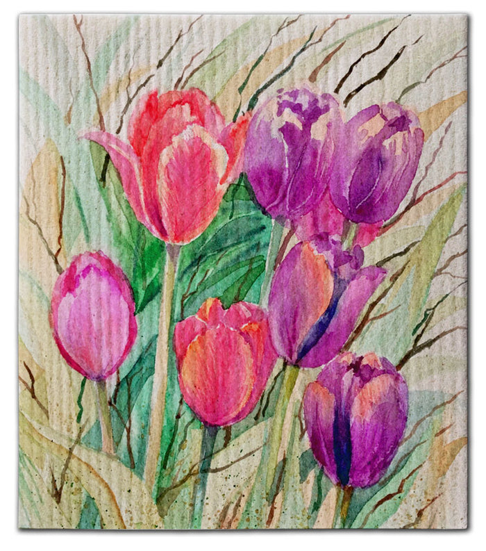 Tulips Multi Color Dishcloth