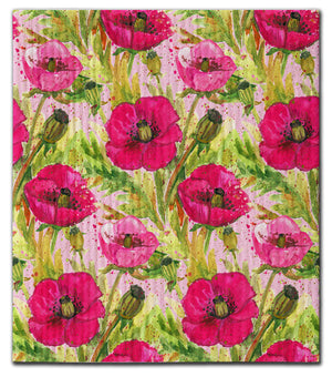 Poppies Dk & Light Pink Dishcloth