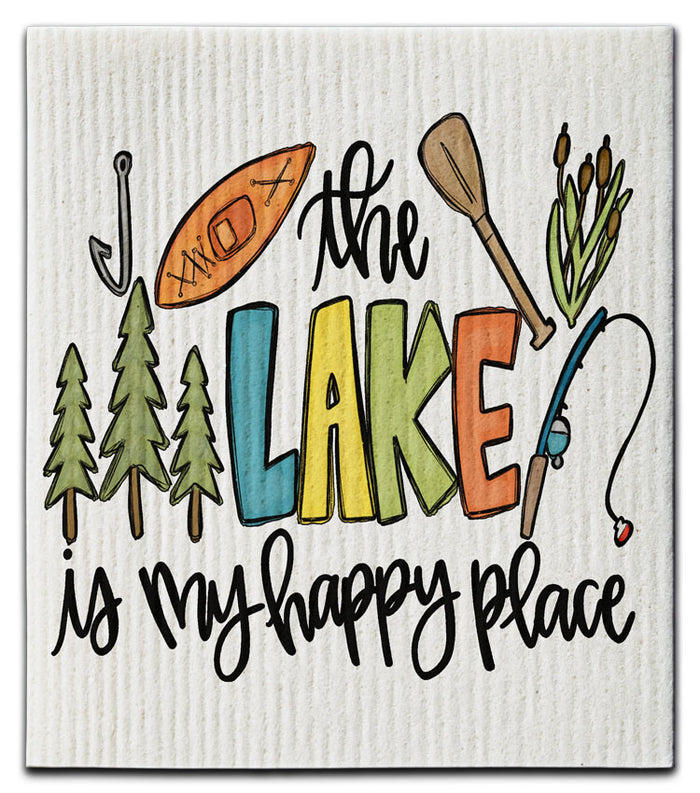 The Lake is My Happy Place Dishcloth