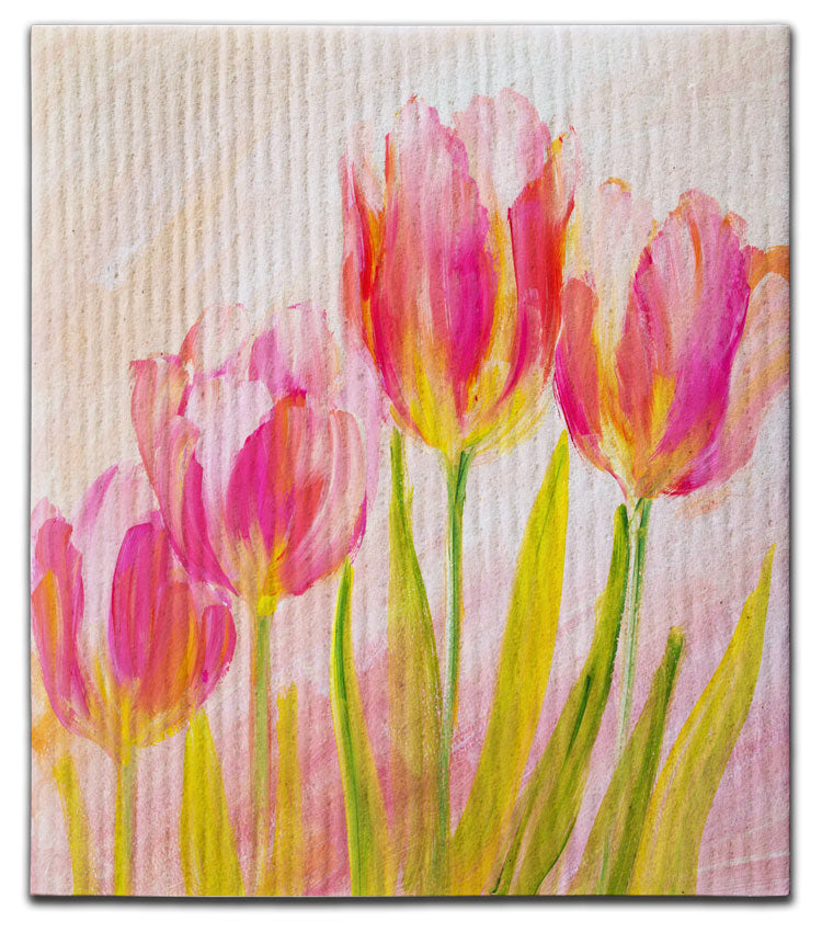 Tulips Pink Dishcloth