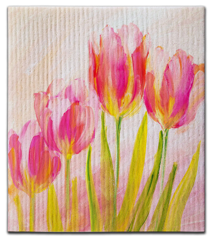 Tulips Pink Dishcloth