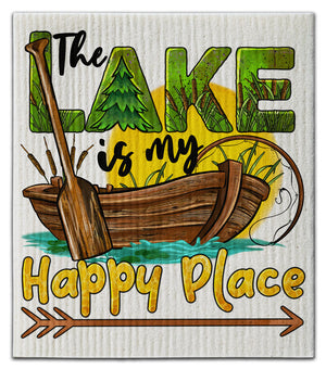 The Lake is My Happy Place w/Arrow Dishcloth