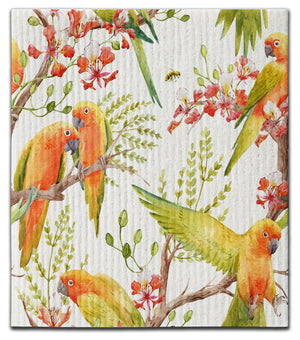 Birds Tropical(5) on Branch Dishcloth