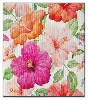 Hibiscus Multi Color Flowers Dishcloth