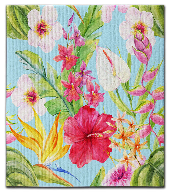 Hibiscus Tropical Flowers Dishcloth