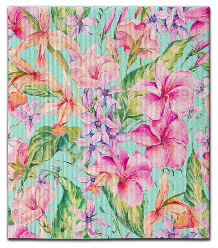Tropical Flowers Seamless Dishcloth
