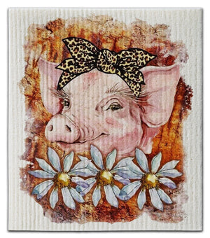 Pig w/Daisy Dishcloth