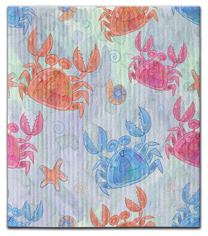 Crab Multi Color Whimsical Dishcloth