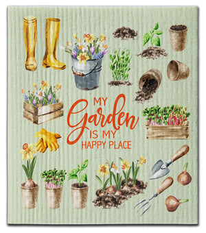 My Garden Is My Happy Place Dishcloth