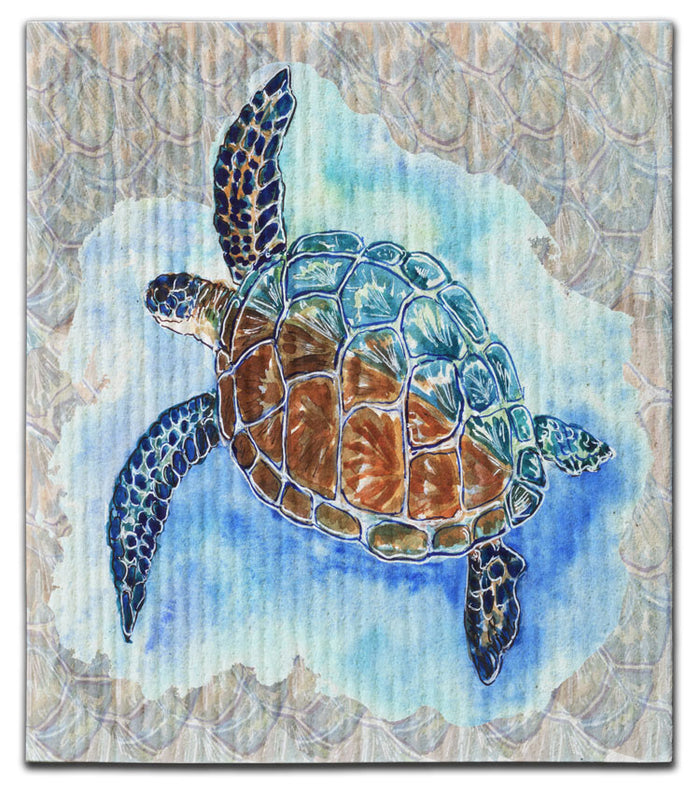 Sea Turtle Blue/Brown Dishcloth
