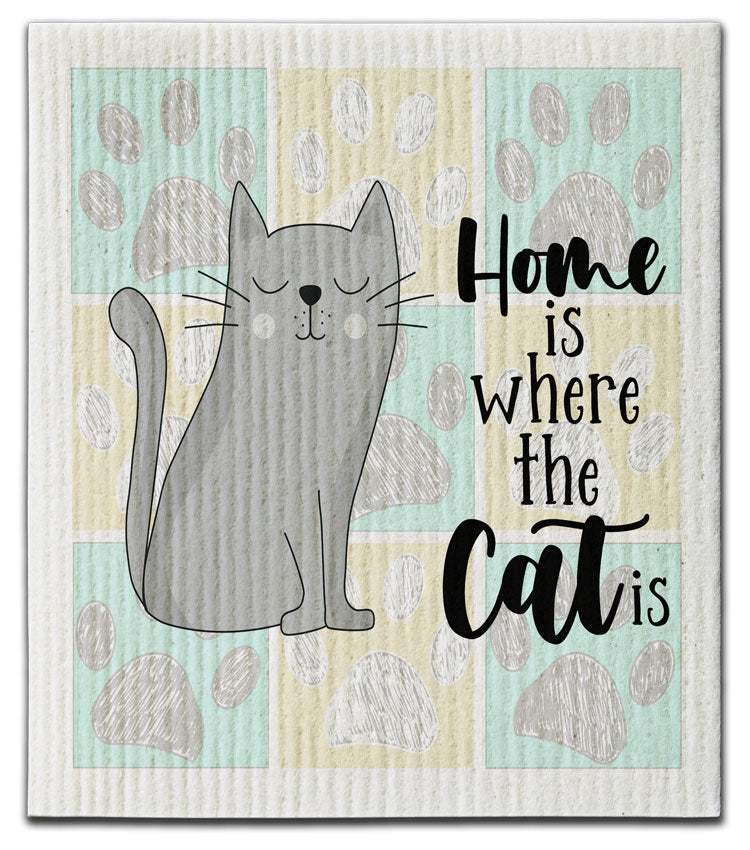 Cats Home Is Where Dishcloth