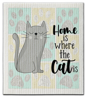 Cats Home Is Where Dishcloth