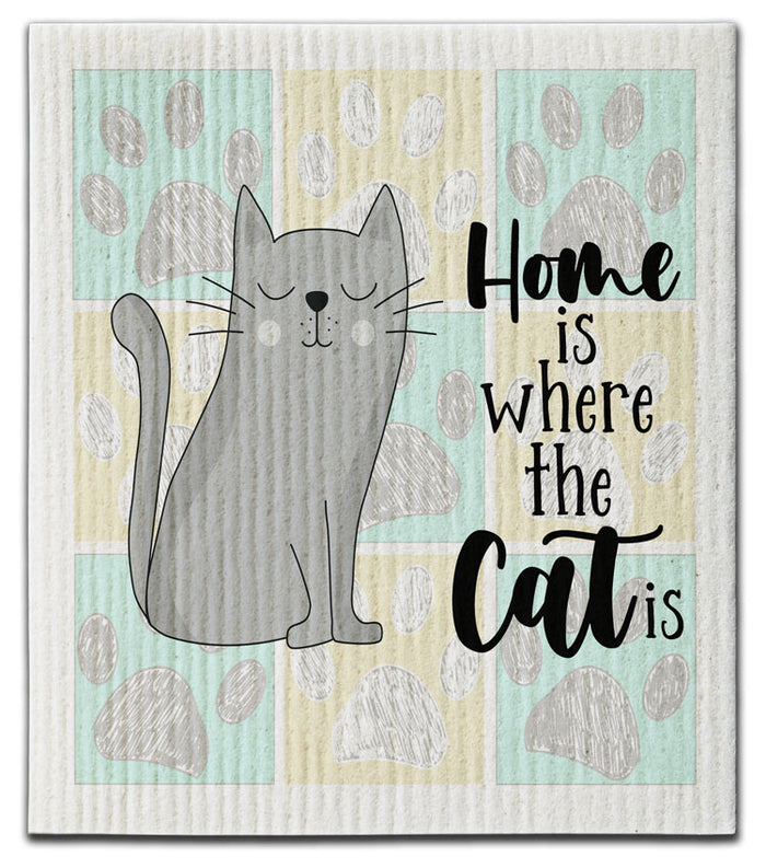 Cats Home Is Where Dishcloth