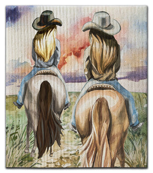 Girls on Horses Dishcloth