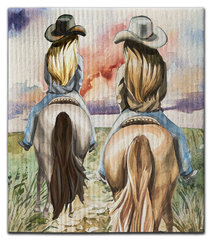 Girls on Horses Dishcloth