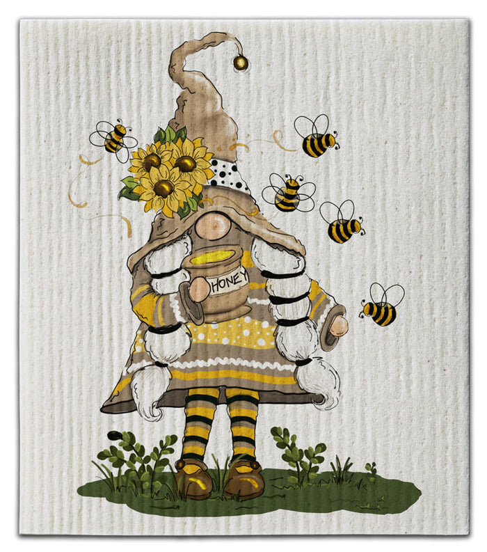 Gnome Honey Bee Dishcloth