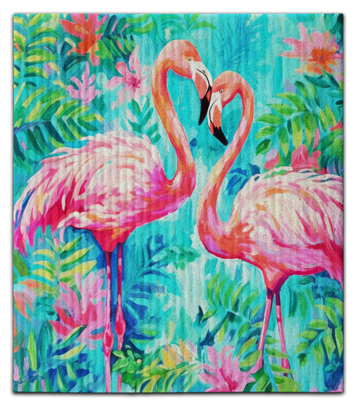 Flamingo (2) Heart Dishcloth