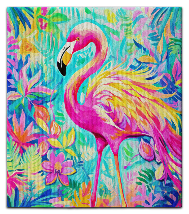 Flamingo (1) Ruffled Feathers Dishcloth