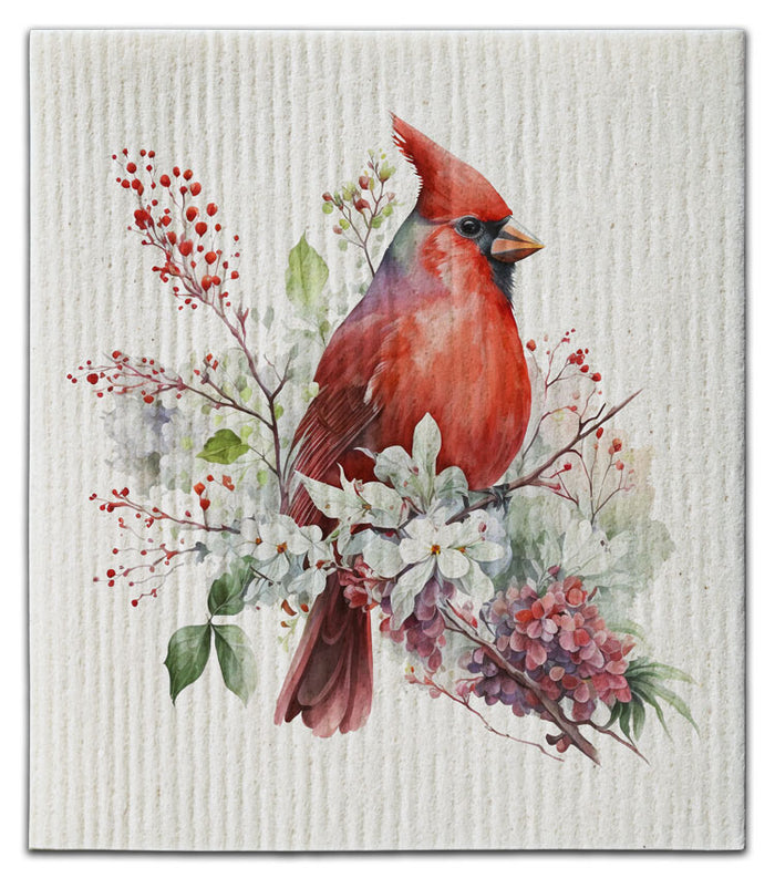 Cardinal Everyday Among Flowers Dishcloth