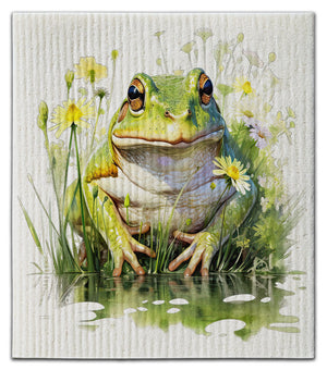 Frog in Water w/Daisy Dishcloth