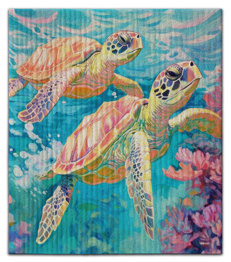Sea Turtle (2) Under Water Dishcloth