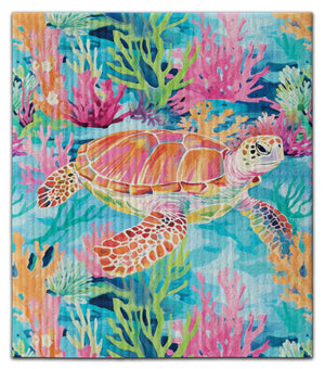 Sea Turtle Under Water (1) Colorful Dishcloth