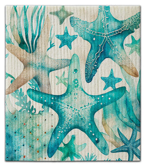 Starfish Blue Dishcloth
