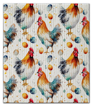 Chickens with Eggs Dishcloth