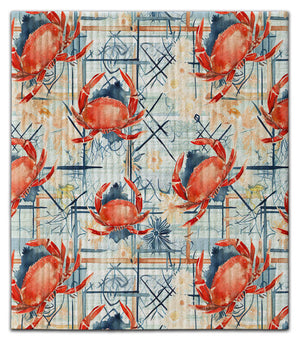 Crabs Red w/Plaid Dishcloth