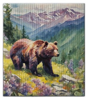 Bear Walking on Mountain Dishcloth