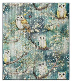 Owls (Multi) on Branches Dishcloth