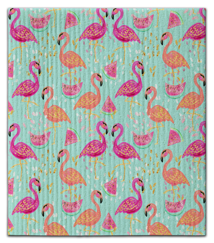 Flamingo & Watermelon Dishcloth
