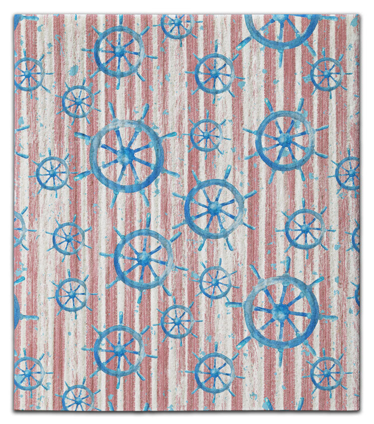 Ships Wheel w/Red Stripes Dishcloth