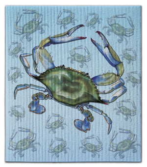 Blue & Green Crab w/ Same Crab Background Dishcloth