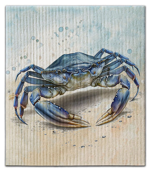 Blue Crab Crawling on Beach Dishcloth