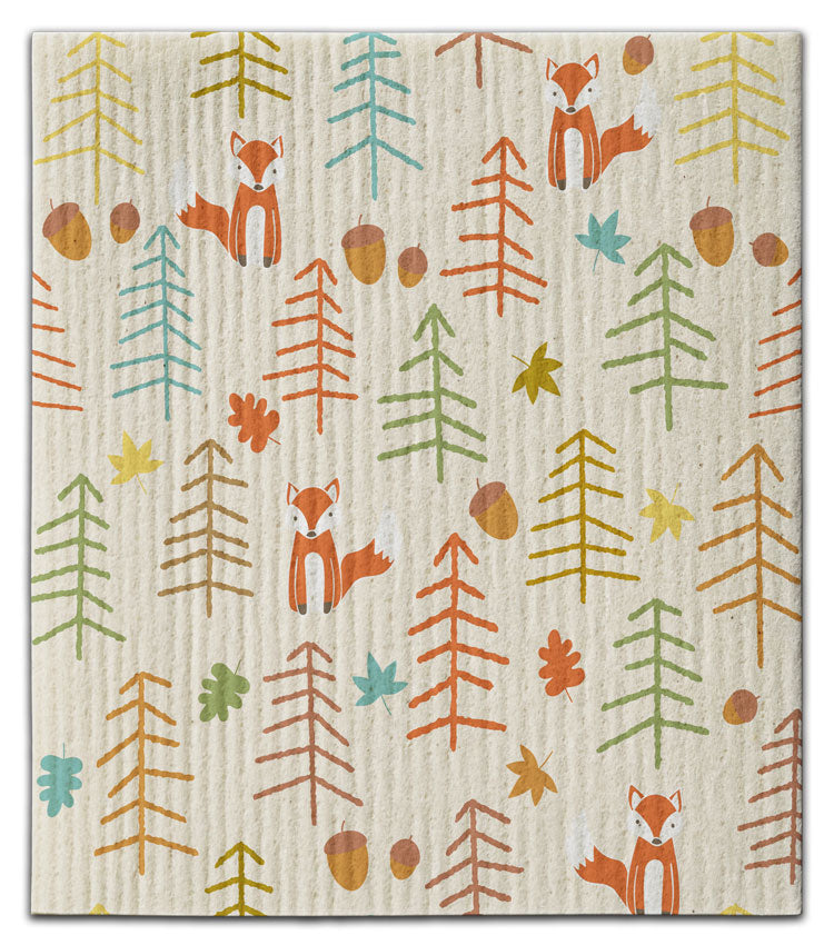 Fox, Leaves & Trees Dishcloth