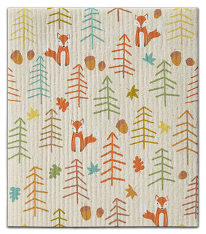 Fox, Leaves & Trees Dishcloth